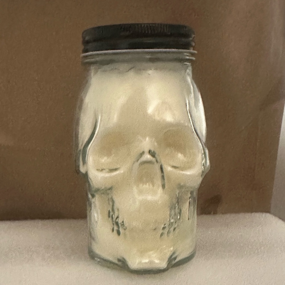 Skull Glass Jar Candle - Cream